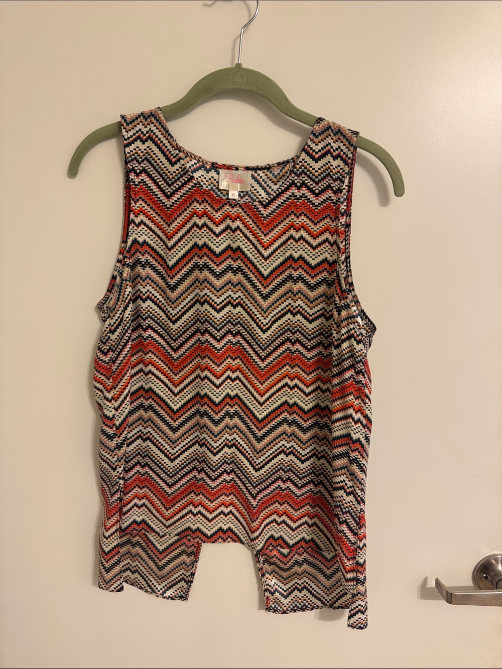 Parker Multicolor Chevron Tank Top - Orange, Black, Cream
